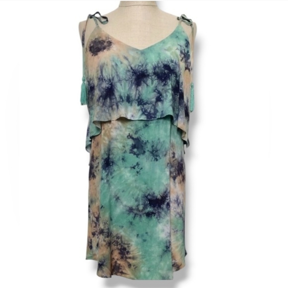 COTTON CANDY Tie Dyed Tank w/Tassel Tied StrapsN